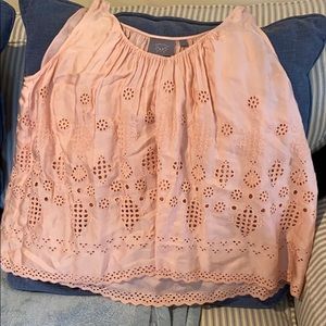 Anthropologie swing top SZ 8 peach embroidered